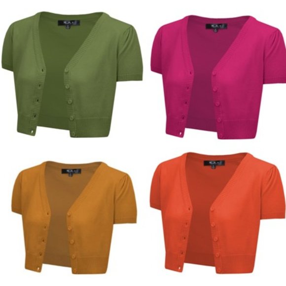 Cropped Bolero Cardigan Sweater Lot of 4 Retro Vintage style mak yemak brand - Picture 1 of 7